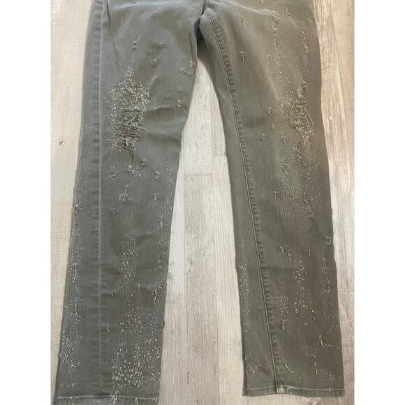 HUDSON Jeans Riley Crop Relaxed Straight Loden Green Destructed Jeans size 27 - Picture 13 of 15